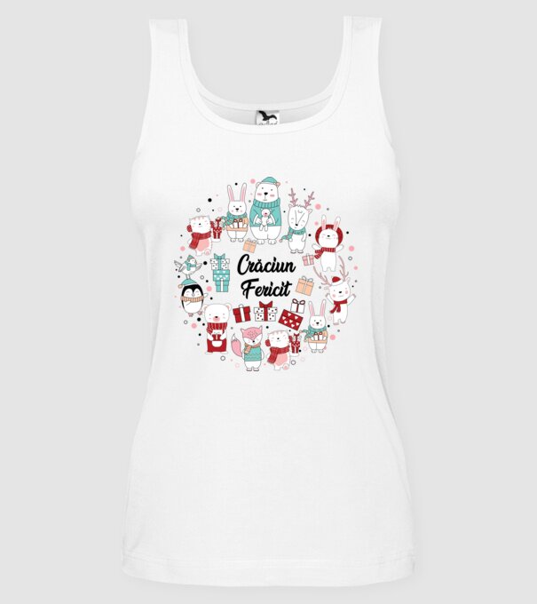 Crăciun Fericit model alb pe tricou