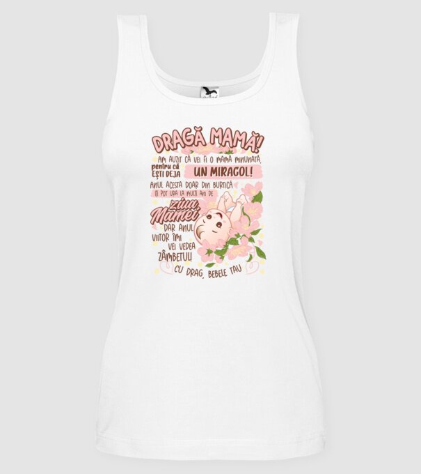 Cu drag, bebele tău model alb pe tricou