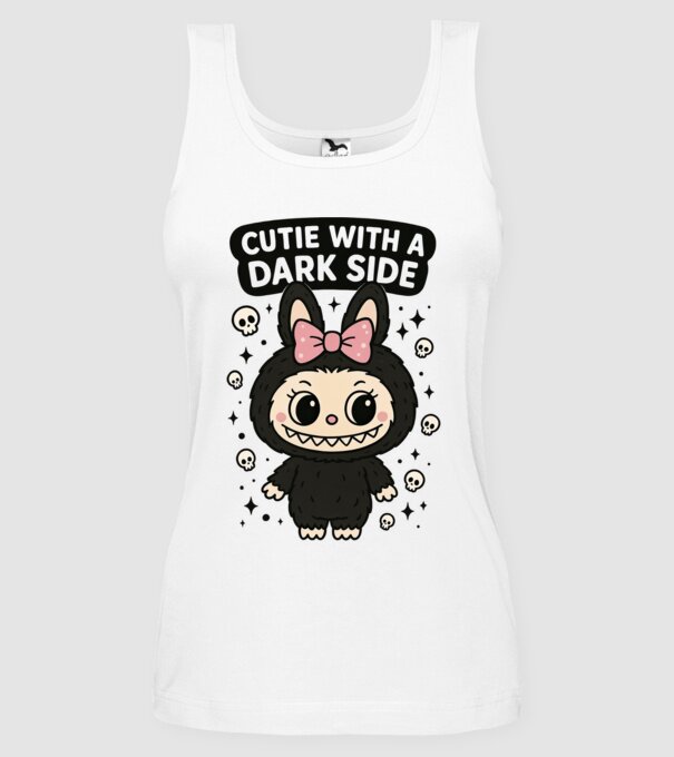 Cutie with a dark side model alb pe tricou