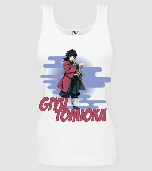 Demon Slayer Giyu model alb pe tricou