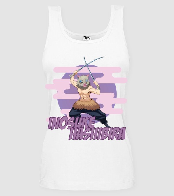 Demon Slayer Inosuke model alb pe tricou