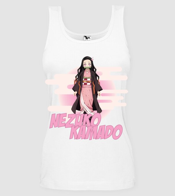 Demon Slayer Nezuko model alb pe tricou