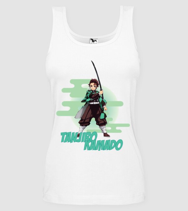 Demon Slayer Tanjiro model alb pe tricou