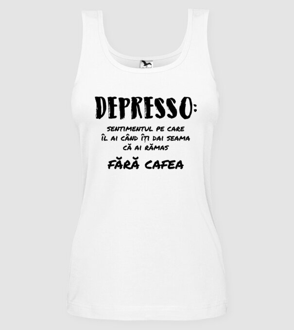 depresie: sentimentul pe care îl ai când îți dai seama că ai rămas fără cafea model alb pe tricou