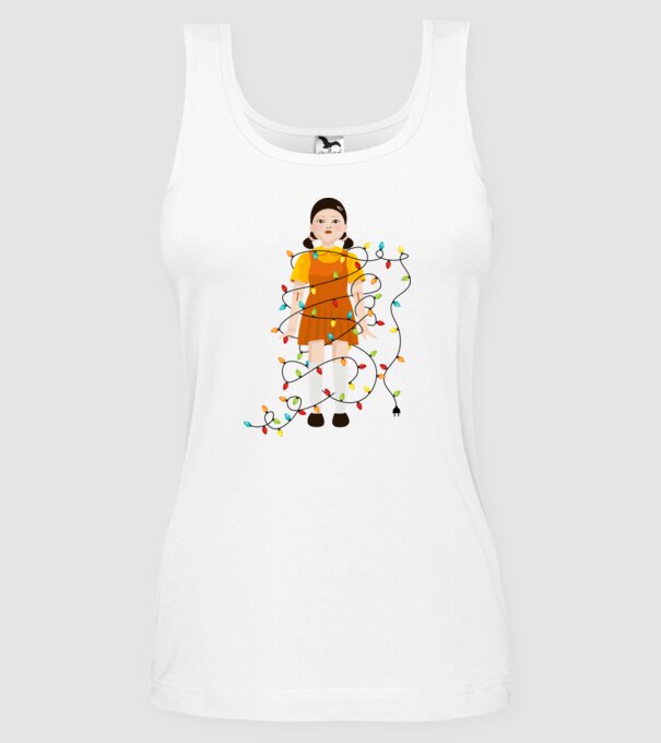 doll squid game model alb pe tricou