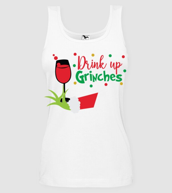 Drink up Grinches model alb pe tricou