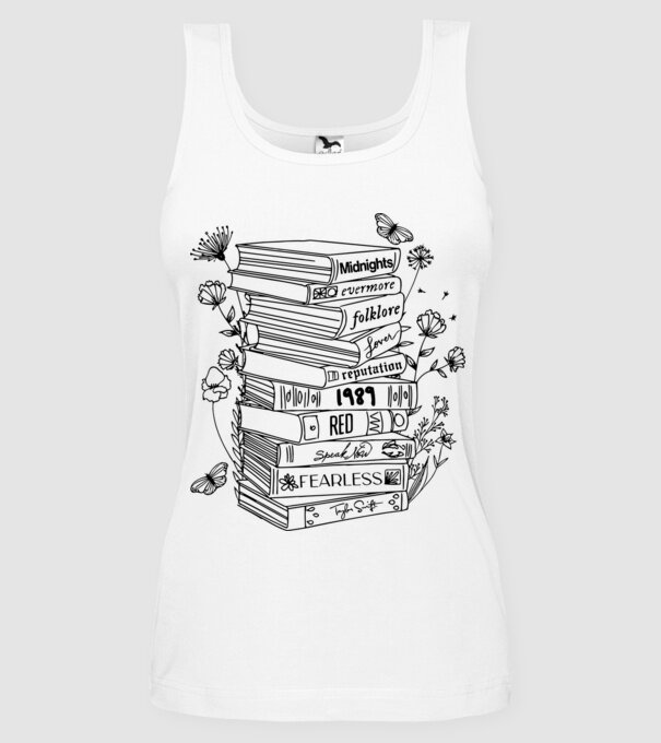 Eras tour books model alb pe tricou
