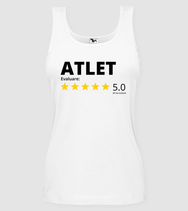 Evaluare 5 ATLET model alb pe tricou