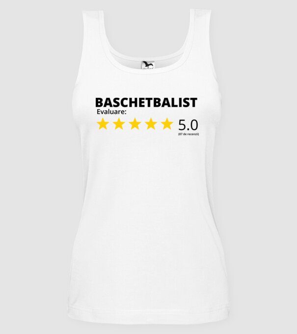 Evaluare 5 BASCHETBALIST model alb pe tricou