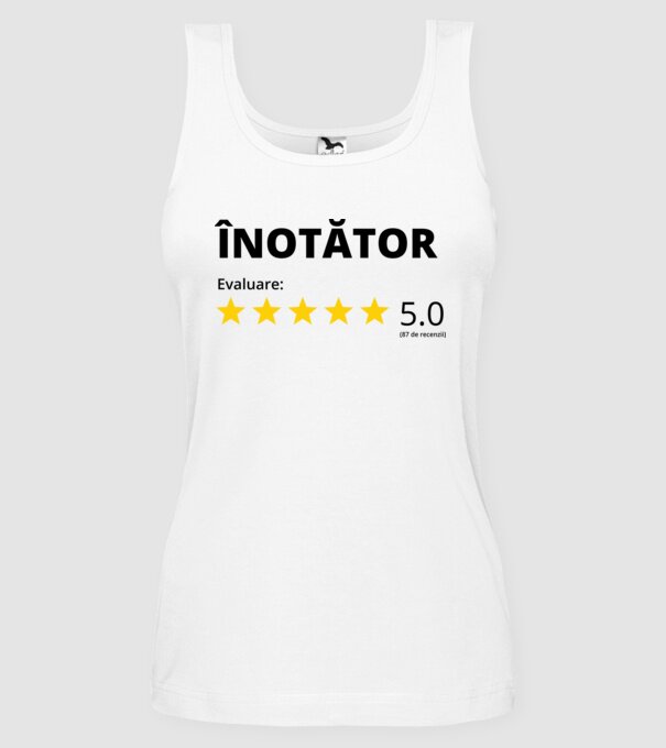 Evaluare 5 ÎNOTĂTOR model alb pe tricou