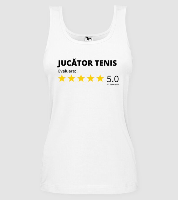 Evaluare 5 JUCĂTOR de TENIS model alb pe tricou