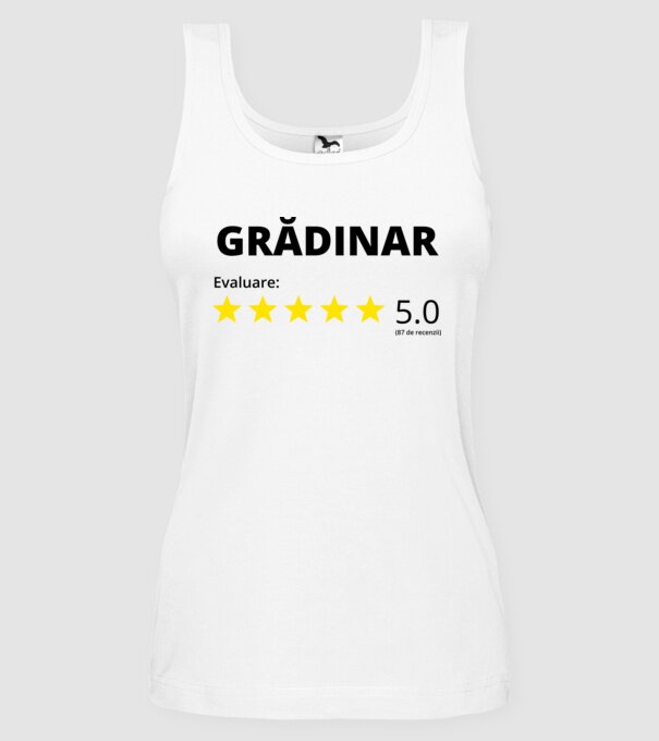 Evaluare Grădinar model alb pe tricou