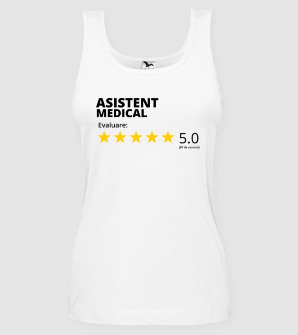 Evaluare - ASISTENT MEDICAL model alb pe tricou