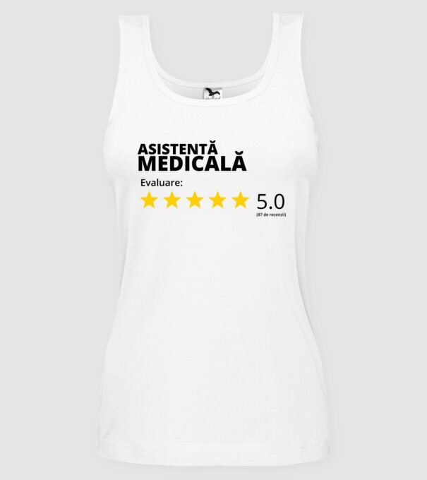 Evaluare - ASISTENTĂ MEDICALĂ model alb pe tricou