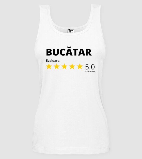 Evaluare - BUCĂTAR model alb pe tricou