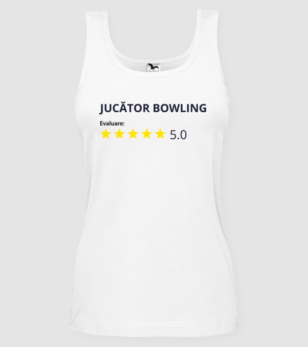 evaluare: jucător bowling de 5 stele model alb pe tricou