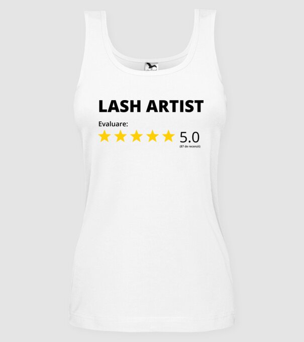 Evaluare - LASH ARTIST model alb pe tricou
