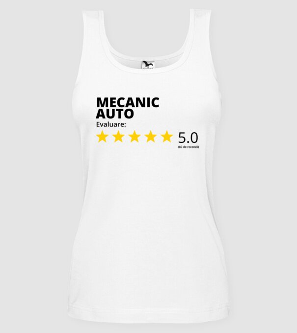 Evaluare - MECANIC AUTO model alb pe tricou
