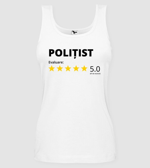 Evaluare - POLIȚIST model alb pe tricou