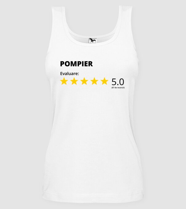 Evaluare - POMPIER model alb pe tricou