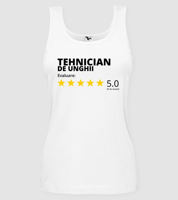 Evaluare - TEHNICIAN DE UNGHII model alb pe tricou