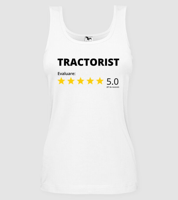 Evaluare - TRACTORIST model alb pe tricou