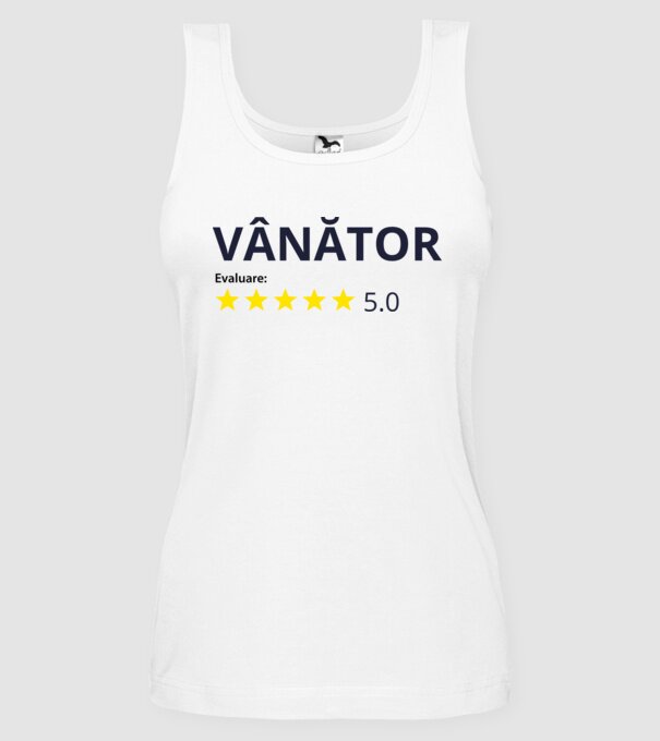 evaluare: vânător de 5 stele model alb pe tricou