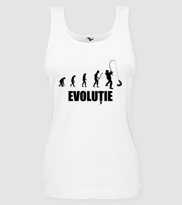 Evoluție Pescuit model alb pe tricou
