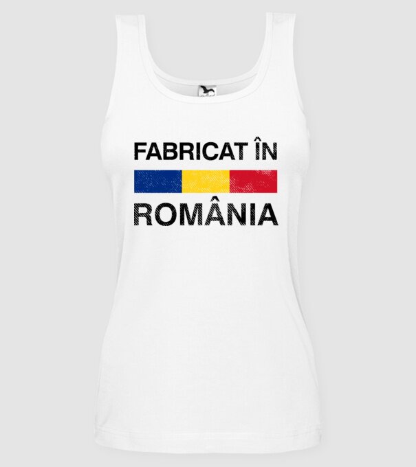 Fabricat în România model alb pe tricou