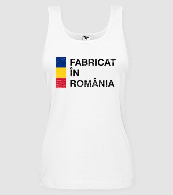 Fabricat în România model alb pe tricou
