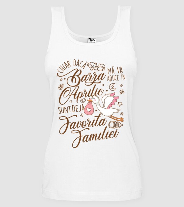Favorita familiei APRILIE model alb pe tricou