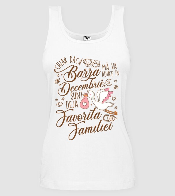 Favorita familiei DECEMBRIE model alb pe tricou