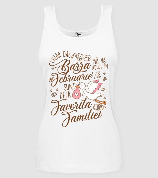 Favorita familiei FEBRUARIE model alb pe tricou