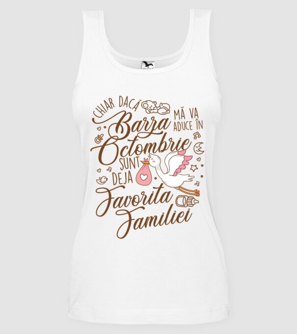 Favorita familiei OCTOMBRIE model alb pe tricou