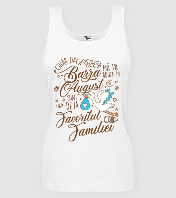 Favoritul familiei AUGUST model alb pe tricou