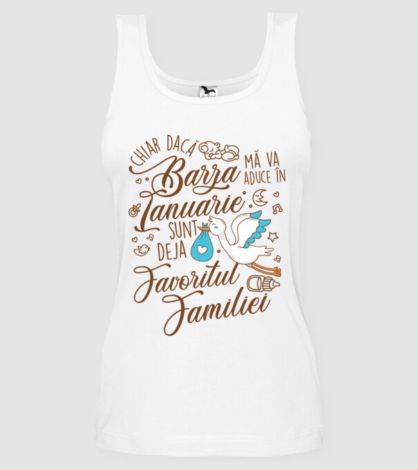 Favoritul familiei IANUARIE model alb pe tricou