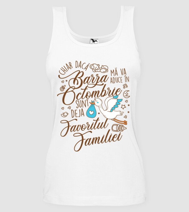 Favoritul familiei OCTOMBRIE model alb pe tricou