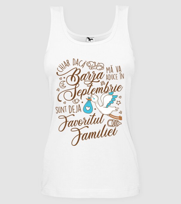 Favoritul familiei SEPTEMBRIE model alb pe tricou