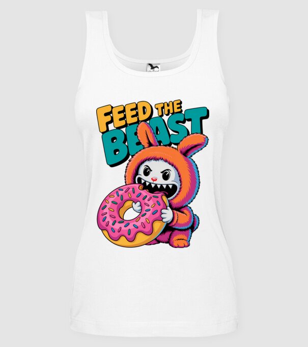 Feed the beast model alb pe tricou