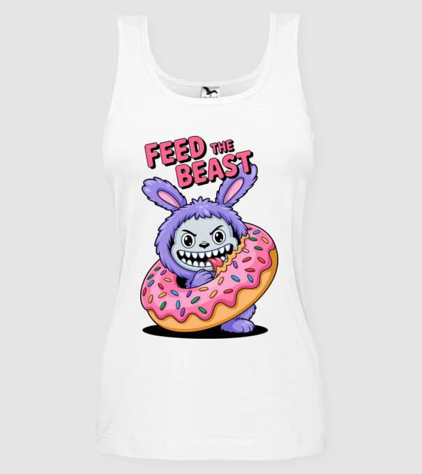 Feed the beast model alb pe tricou