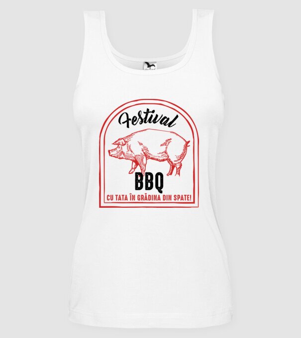 Festival BBQ - cu tata în grădina din spate! model alb pe tricou