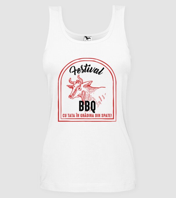Festival BBQ - cu tata în grădina din spate! model alb pe tricou