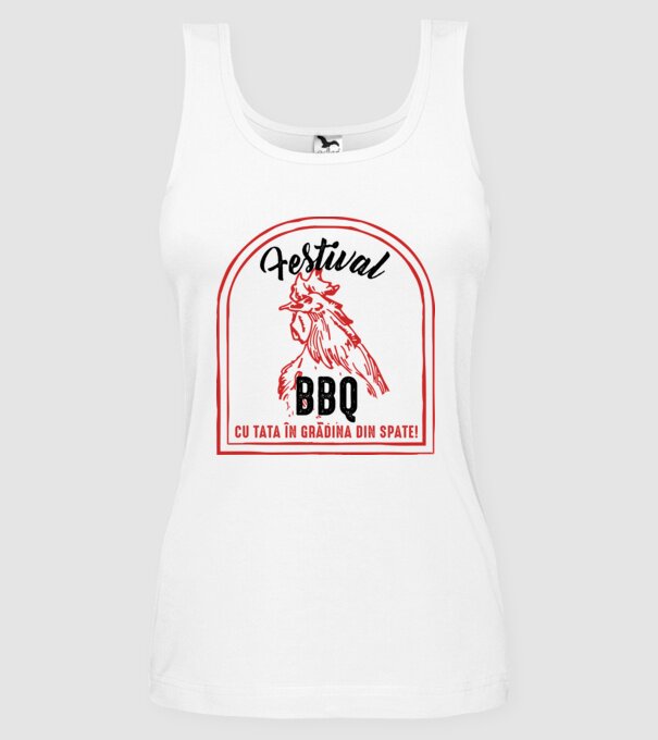 Festival BBQ - cu tata în grădina din spate! model alb pe tricou