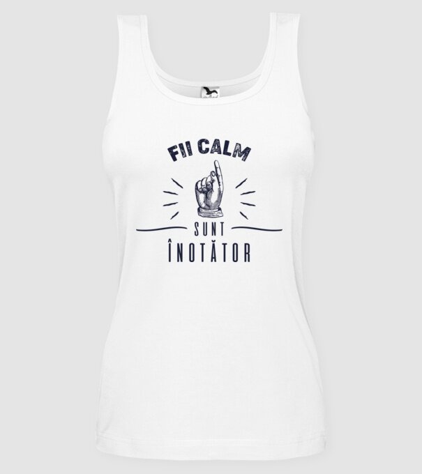 Fii calm, sunt ÎNOTĂTOR model alb pe tricou