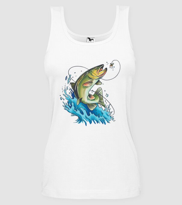 Fish model alb pe tricou