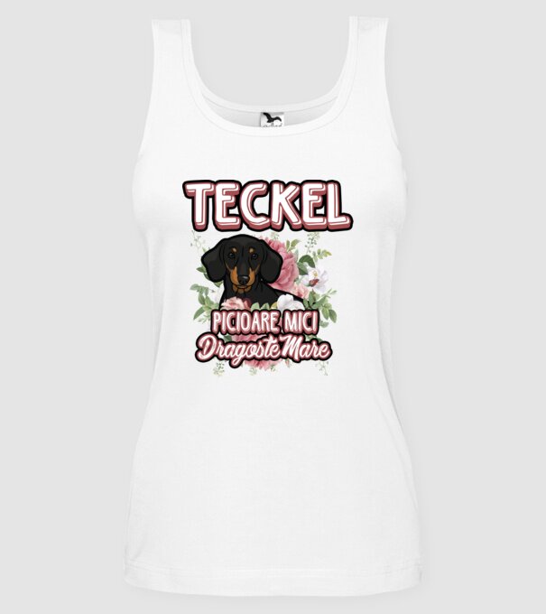 teckel : picioare mici dragoste mare model alb pe tricou