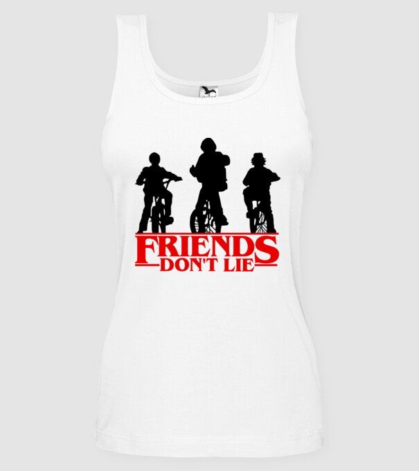 friends dont lie bicycle model alb pe tricou