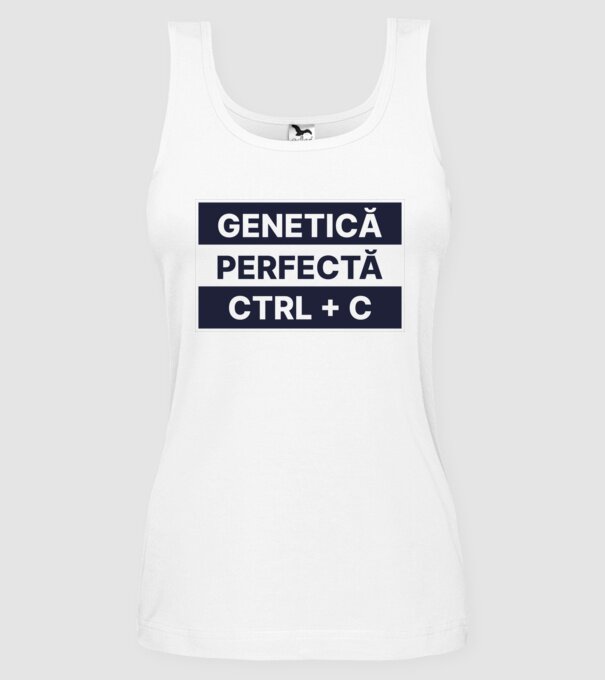 Genetică perfectă CTRL + C model alb pe tricou