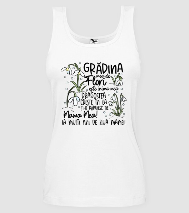 Grădina mea de flori model alb pe tricou