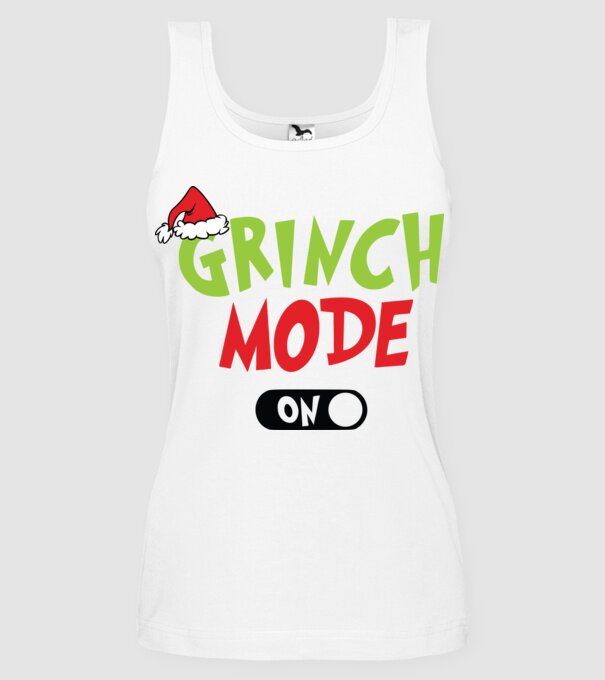 Grinch Mode model alb pe tricou